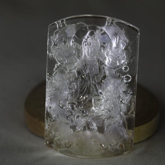Clear Quartz Goddess Kwan Yin - Sentient Crystals - stone type - stone keywords