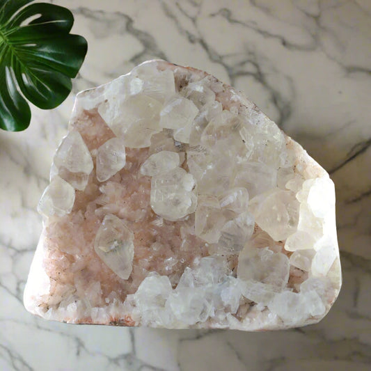 Dogtooth Calcite With Pink Heulandite Cluster 680gm - Sentient Crystals - stone type - stone keywords