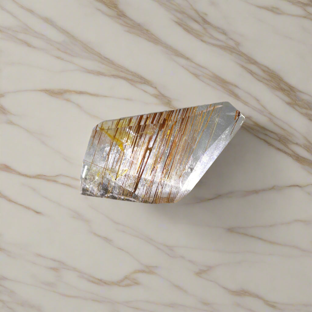 Red Copper Rutile In Quartz Free Form 25.35gm - Sentient Crystals - stone type - stone keywords