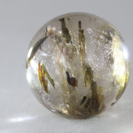 Epidote & Smokey Quartz Sphere 308GM - Sentient Crystals - stone type - stone keywords