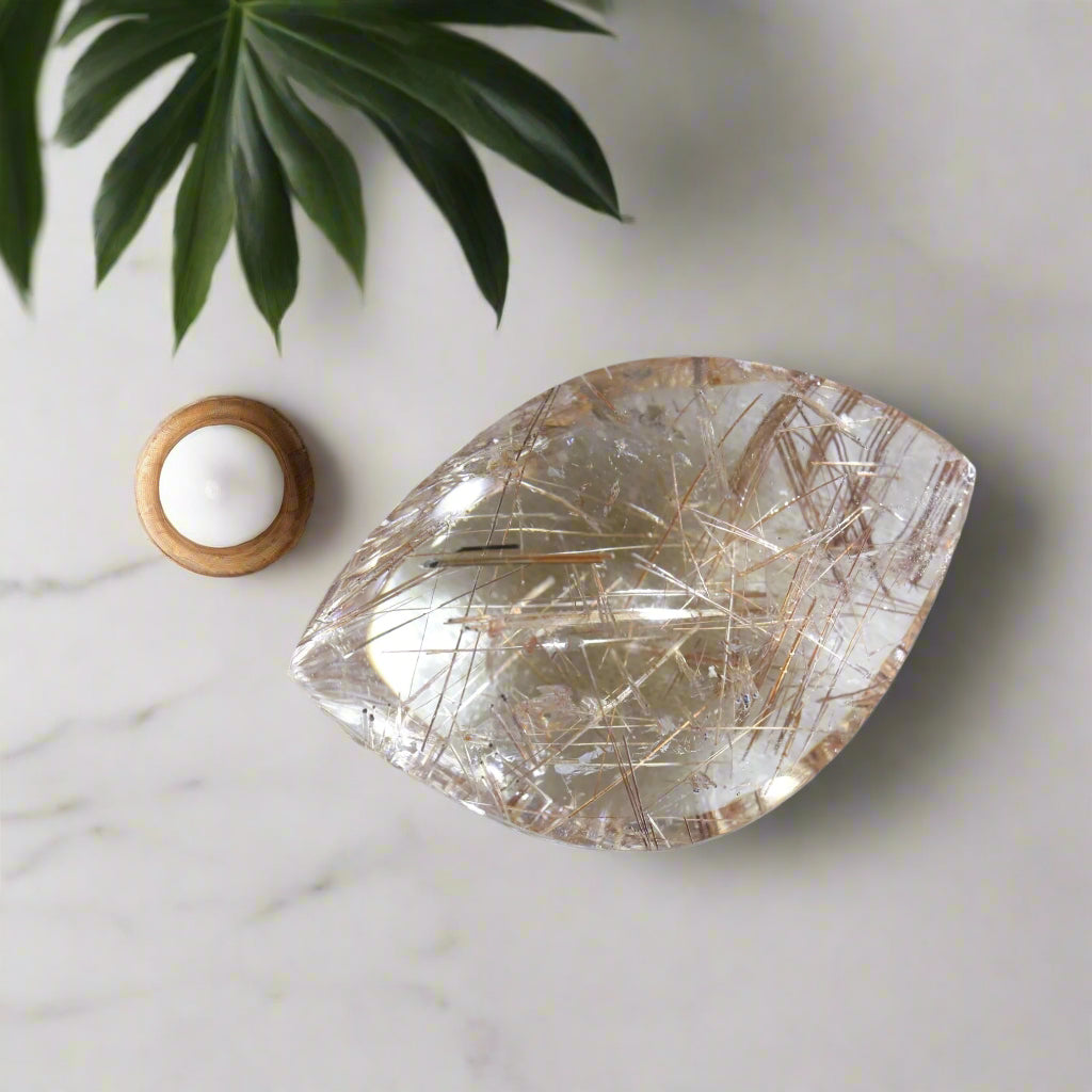 Copper Rutile In Quartz Droplet 25.39gm - Sentient Crystals - stone type - stone keywords