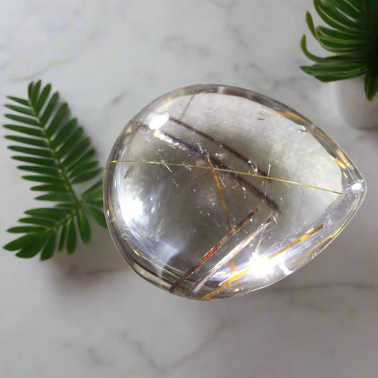 Copper Rutile In Quartz Droplet 15.35gm - Sentient Crystals - stone type - stone keywords