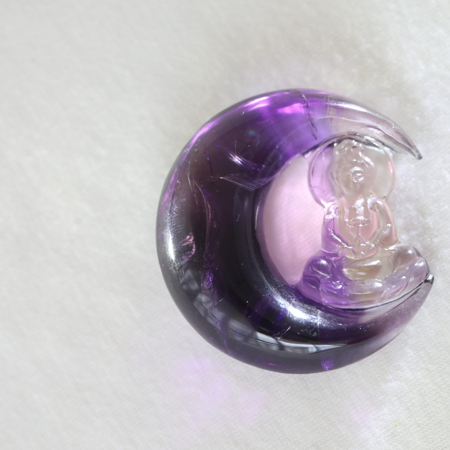 Ametrine Half Moon KWAN YIN / GUANYIN Carving 39.70gm - Sentient Crystals - stone type - stone keywords