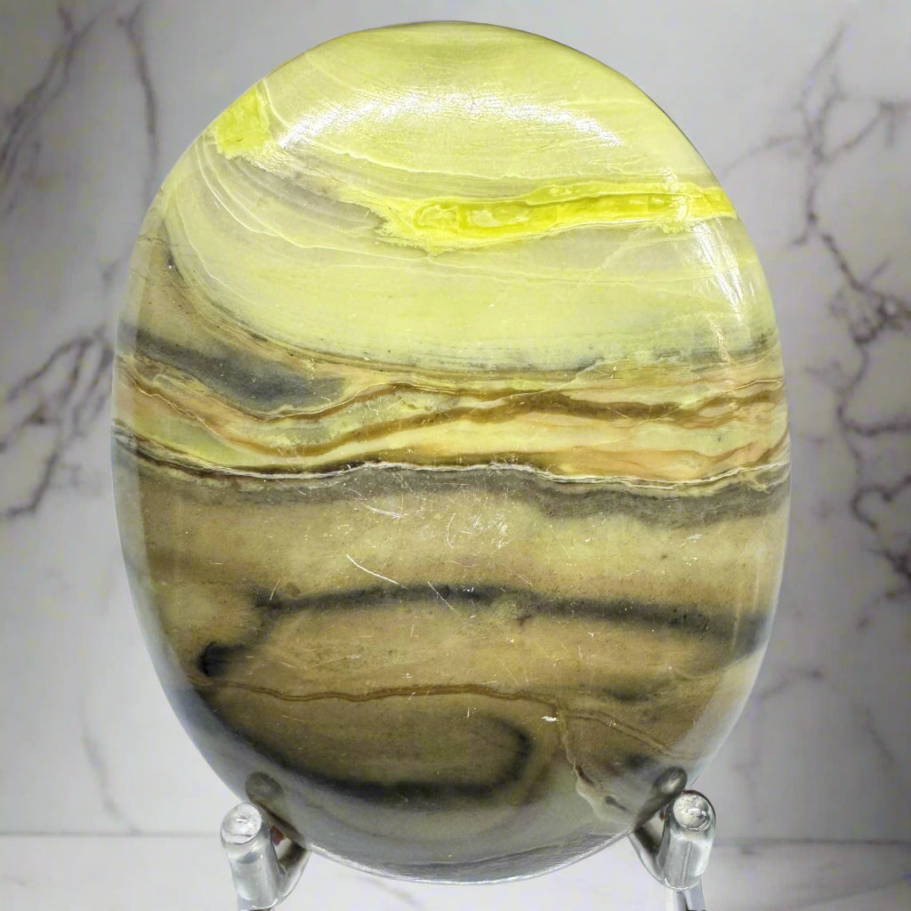 Banded Serpentine Palm Stone 134GM