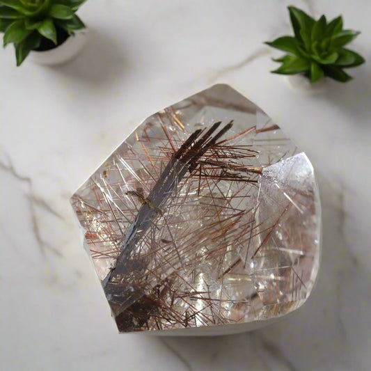 Copper Rutile In quartz Free Form 93gm - Sentient Crystals - stone type - stone keywords