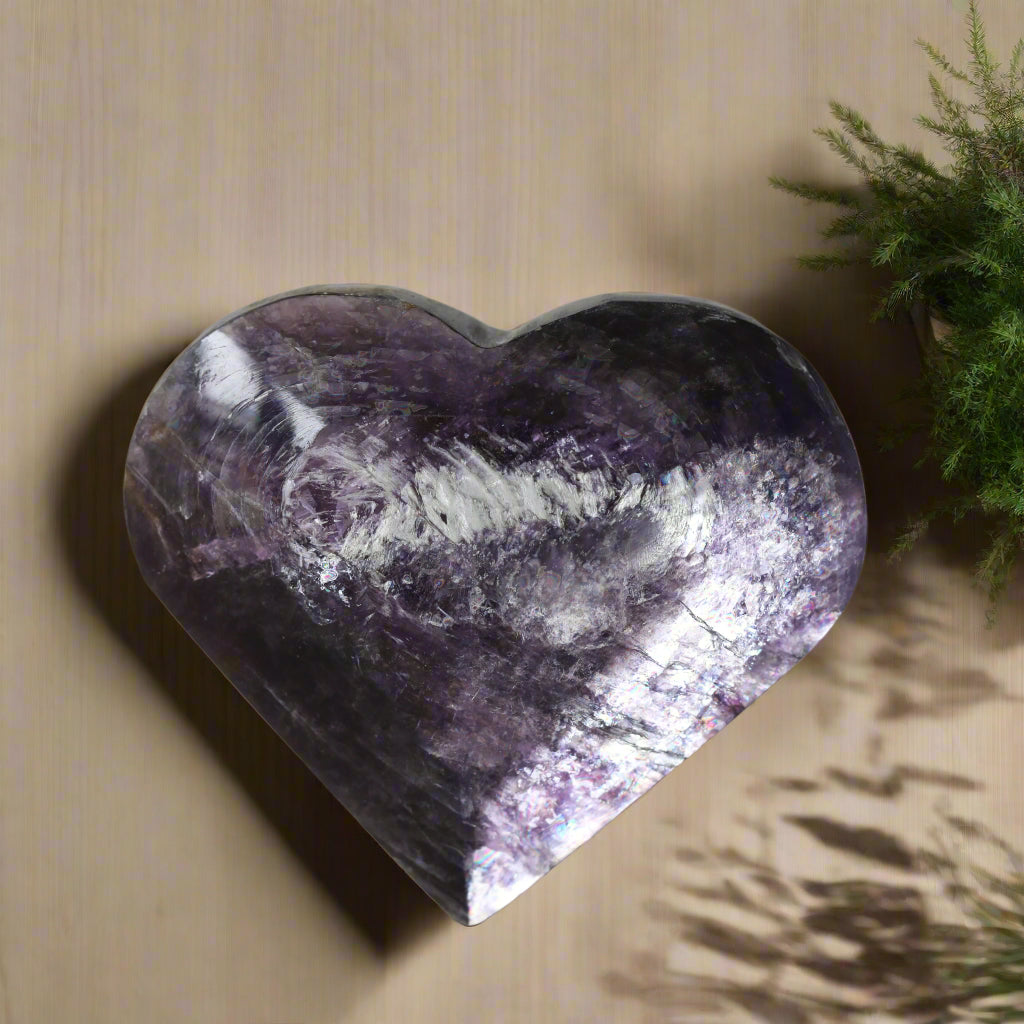 Gem Lepidolite Heart 88.65gm - Sentient Crystals - stone type - stone keywords