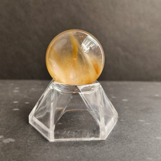 amphibole quartz sphere with transparent base