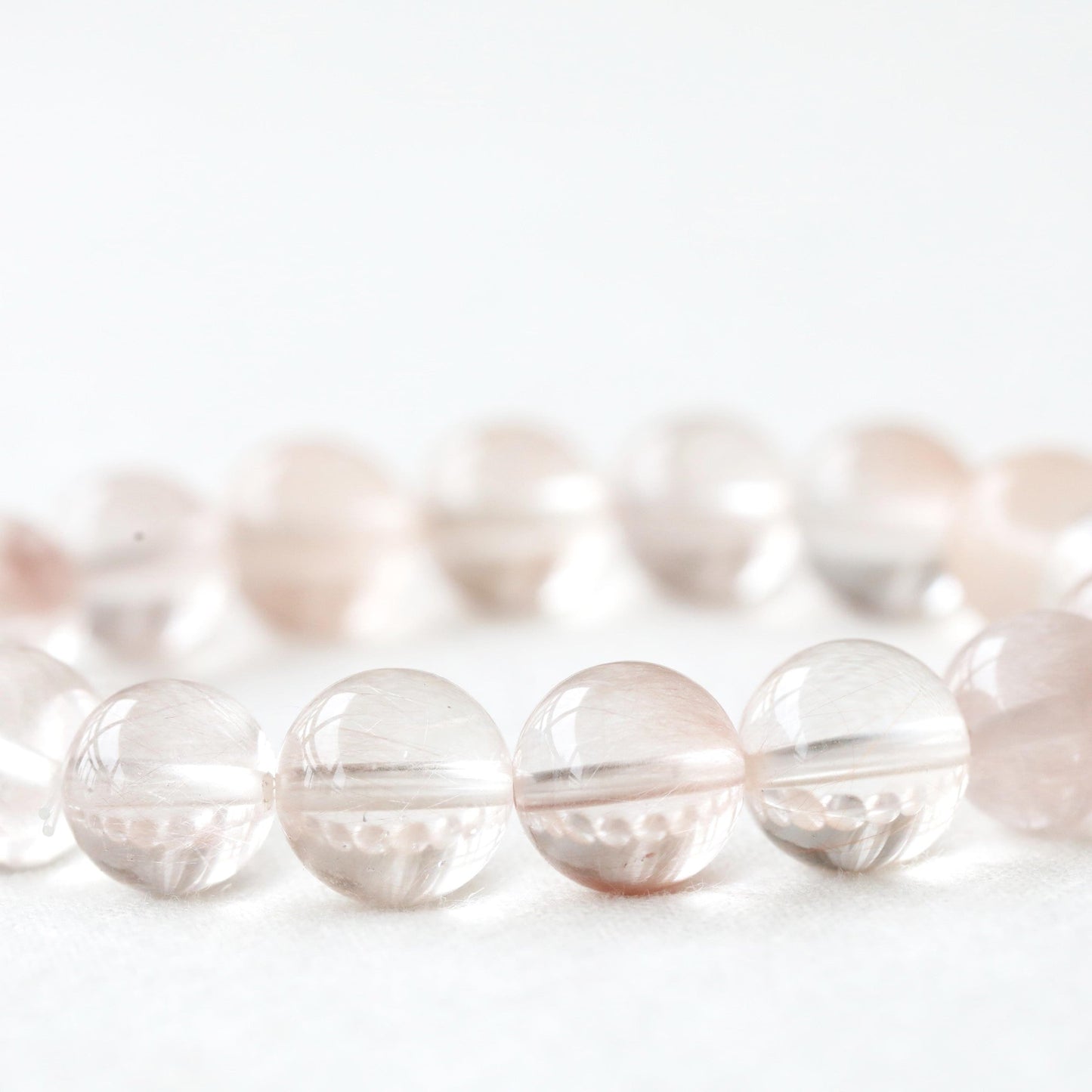 Pink Rutile Amphibole Bracelet 11mm - Sentient Crystals - stone type - stone keywords