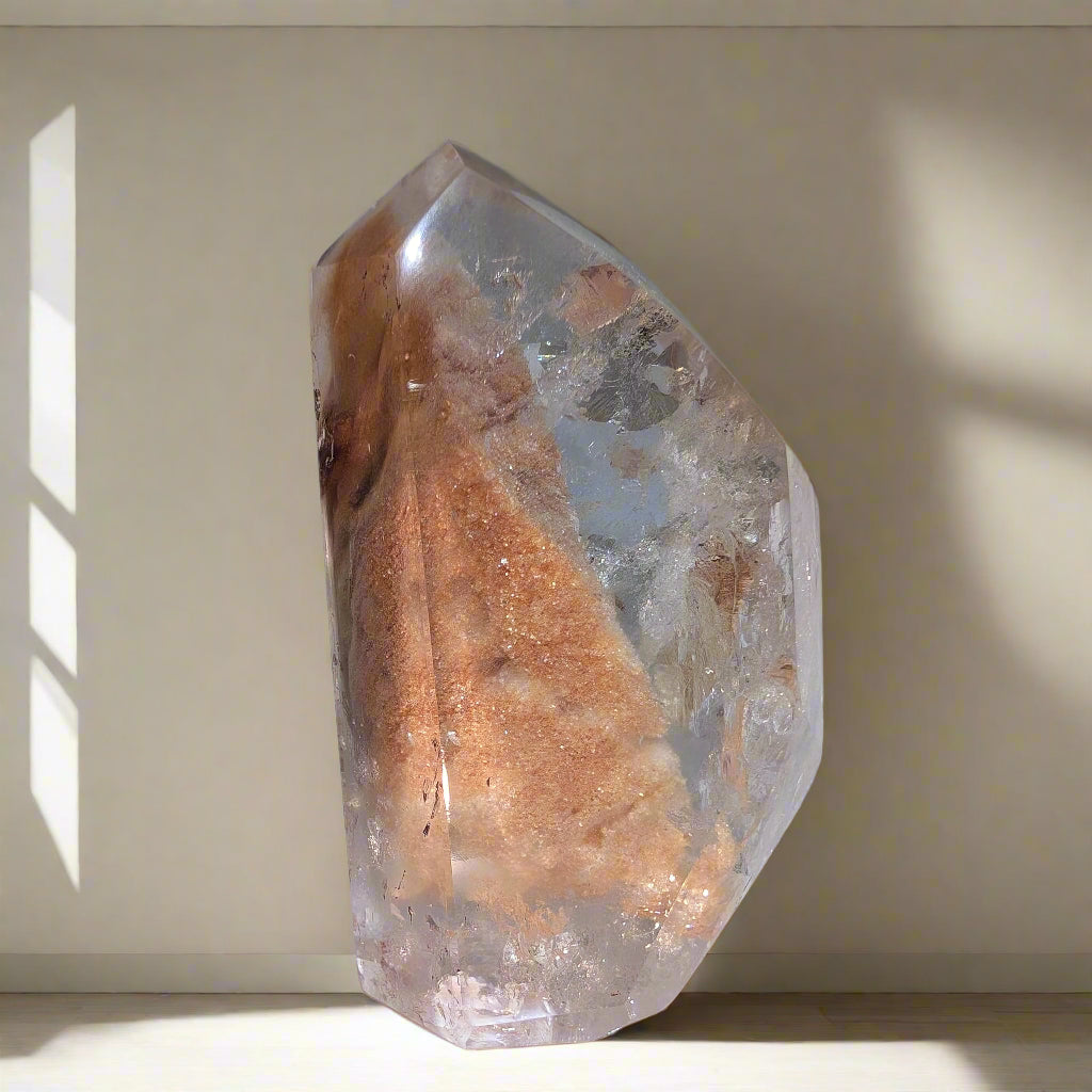 Quartz With Pink Ampnibole freeform 152.80gm