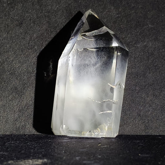 Clear crystal on a dark background