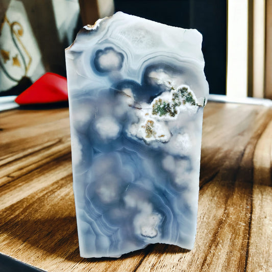 blue flower agate, flower agate, heart chakra stone, calming crystal, stone of growth, emotional healing crystal, new beginnings stone, soft energy crystal, blue agate healing, crystal for confidence, inner bloom crystal, feminine energy stone, sentient crystals