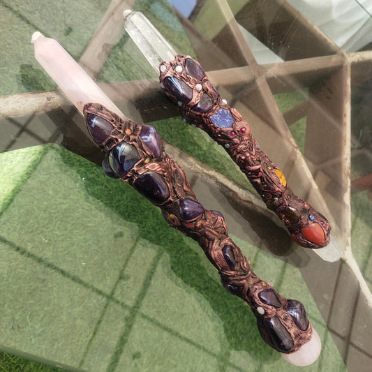 Wooden Wand with Clear Quartz Crystal for Healing and Spell Magic | Fairy Wand | Medium